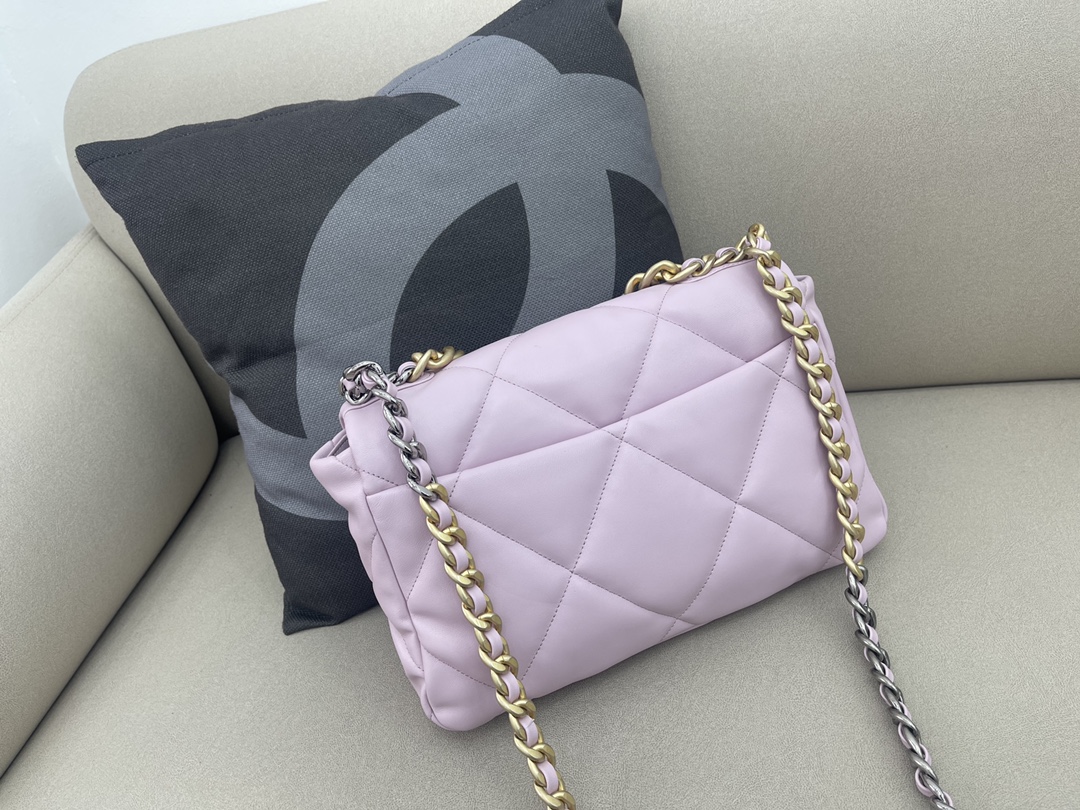 Lambskin 19 Large Handbag Flap Bag AS1161 Light Purple